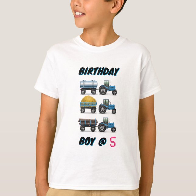 Tractor Birthday Boy @ 5 T-Shirt (Vorderseite)