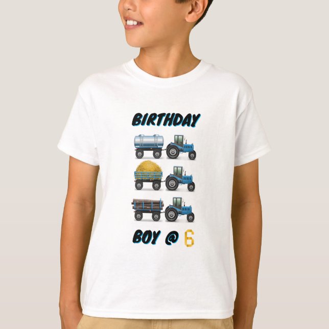 Tractor Birthday Boy @ 6 T-Shirt (Vorderseite)