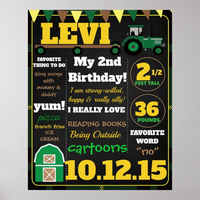 TRACTOR BIRTHDAY CHART POSTER (Vorne)