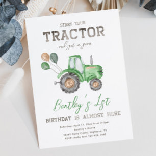 Tractor Birthday Einladung   Aufforderung zur Zugm