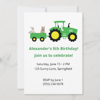 Tractor Birthday Invitation • Editable Invite Einladung