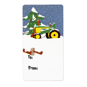 Tractor Christmas Geschenketikett