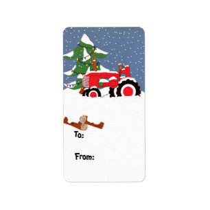 Tractor Christmas Geschenketikett Adressaufkleber