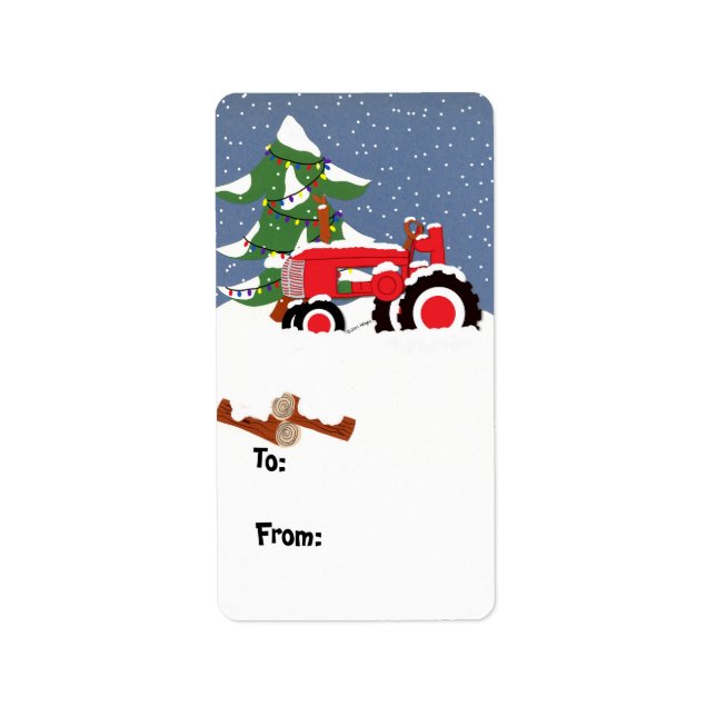 Tractor Christmas Geschenketikett Adressaufkleber (Vorne)