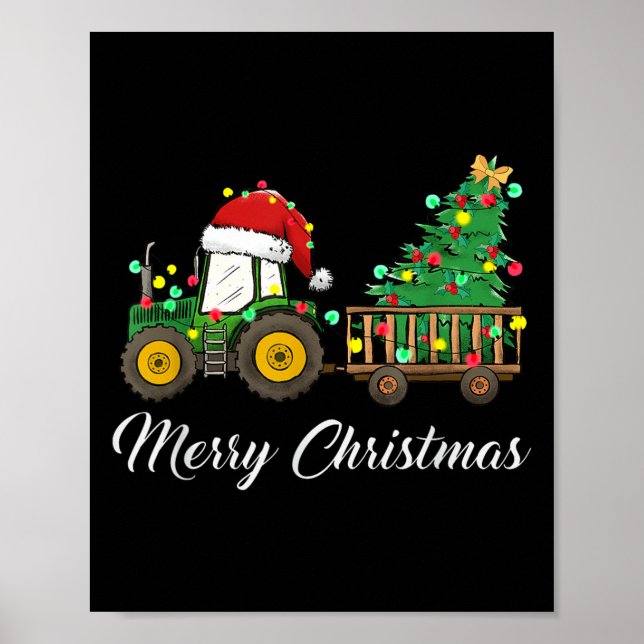 Tractor Christmas Sweater Bauer Farm Funny Merry Poster (Vorne)
