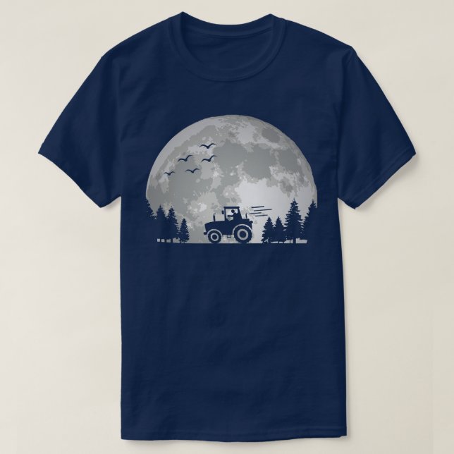 Tractor Driver Farming Agriculture Moon Funny F T-Shirt (Design vorne)