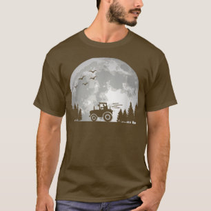 Tractor Driver Farming Agriculture Moon Funny F T-Shirt