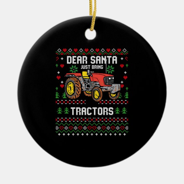 Tractor Driver Ugly Xmas Sweater Harvester Bauer Keramik Ornament (Vorne)