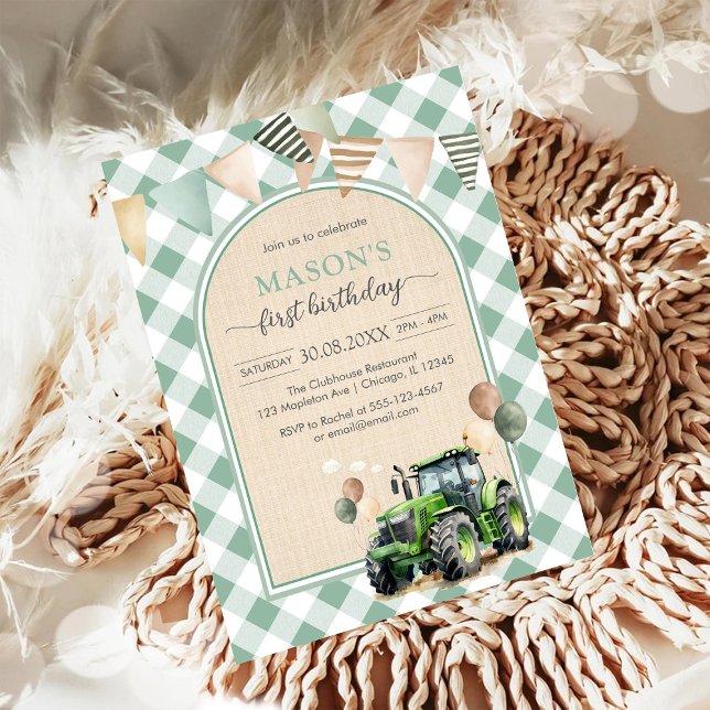 Tractor Farm Kids Boy Birthday Invitation Einladung (Von Creator hochgeladen)