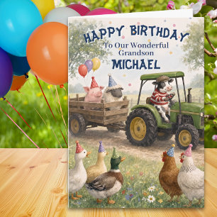 Tractor & Farm Tiere Enkel Geburtstag Karte