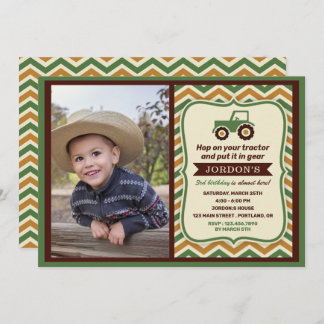 Tractor Farmhouse Boy Birthday Party Einladung