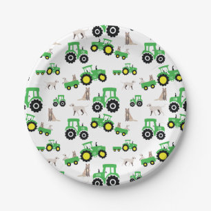 Tractor-Geburtstagsfeier-Teller Bauernhof-Thema Pappteller