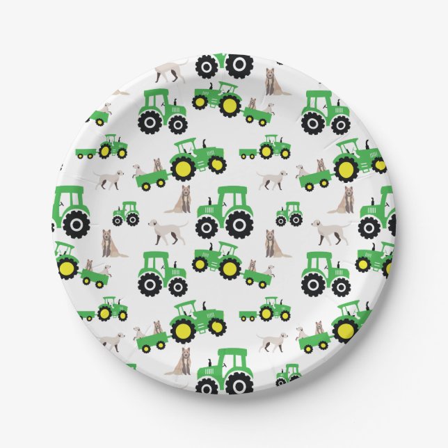 Tractor-Geburtstagsfeier-Teller Bauernhof-Thema Pappteller (Vorderseite)