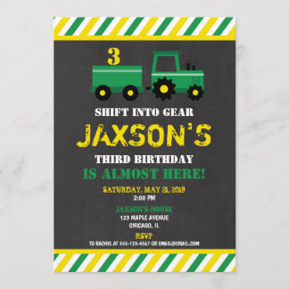 Tractor, grün und gelb einladung