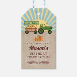 Tractor Hayride Pumpkin Birthday Favor Tag Geschenkanhänger