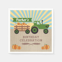 Tractor Hayride Pumpkin Birthday Napkins Serviette