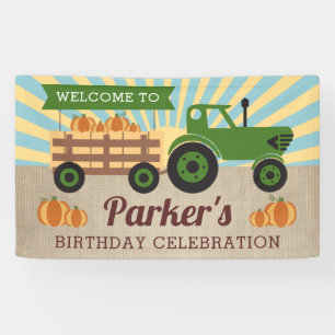 Tractor Hayride Pumpkin Birthday Vinyl Willkommen Banner