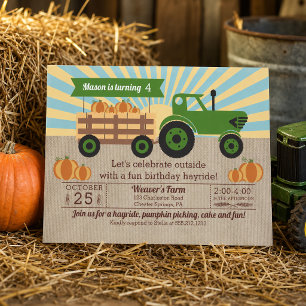 Tractor Hayride Pumpkin Picking Geburtstagsparty Einladung