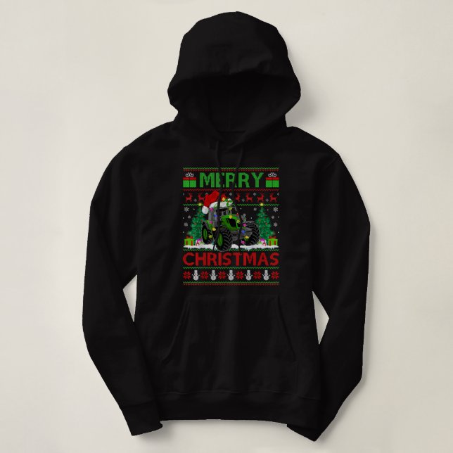 Tractor Lover Xmas Tree Ugly Santa Tractor Christm Hoodie (Design vorne)