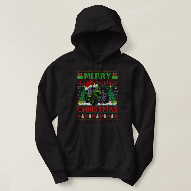 Tractor Lover Xmas Tree Ugly Santa Tractor Christm Hoodie (Design vorne)