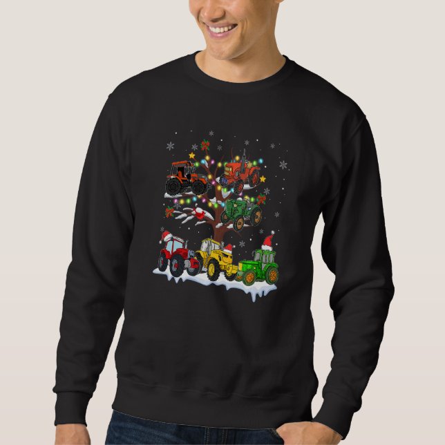 Tractor On Xmas Tree Christmas Santa Tractor Drive Sweatshirt (Vorderseite)