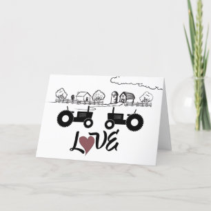 Tractor-Paar in LIEBE Farm Frohen Valentinstag Feiertagskarte