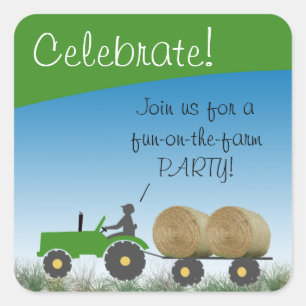 Tractor-Party-Umschlagsiegel Quadratischer Aufkleber