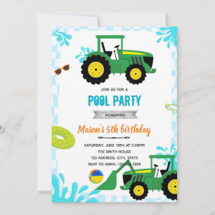Tractor Pool Geburtstagsfeier Einladung