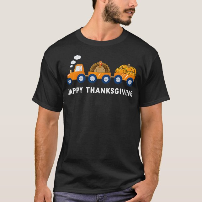 Tractor Pulling Turkey Pumpkin T-Shirt (Vorderseite)