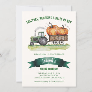 Tractor Pumpkin Herbst Herbst Geburtstag Einladung