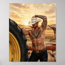 Tractor Reifen Cowboy Poster