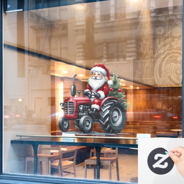 Tractor Santa Window Fensteraufkleber (Café-Fenster)