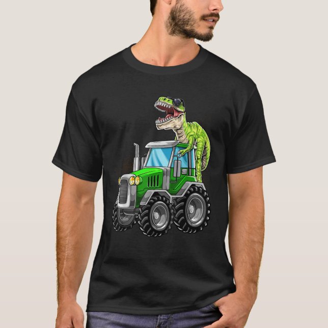 Tractor Saurus Rex T Rex Dinosaur Tractor Birthday T-Shirt (Vorderseite)