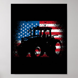 Tractor USA Flag Design für patriotischen Bauer Poster