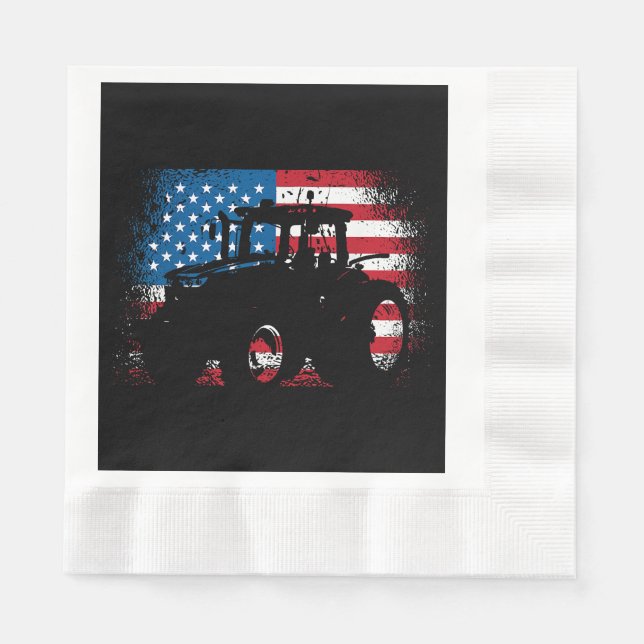 Tractor USA Flag Design für patriotischen Bauer Serviette (Vorderseite)