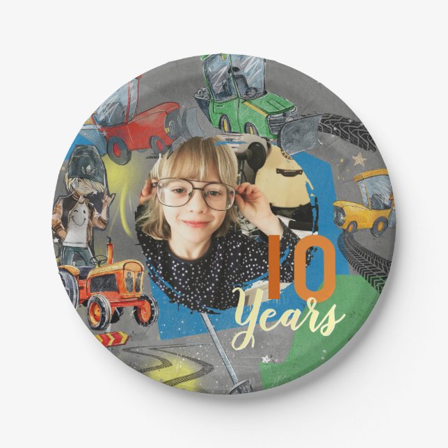 Tractors Birthday 10 Years Pappteller (Vorderseite)