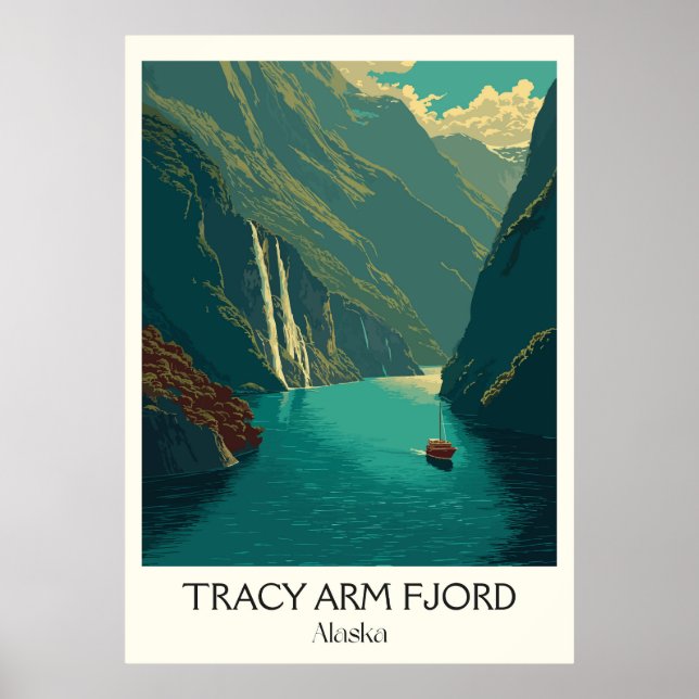Tracy Arm Fjord Alaska Gletscher Wasserfall Poster (Vorne)