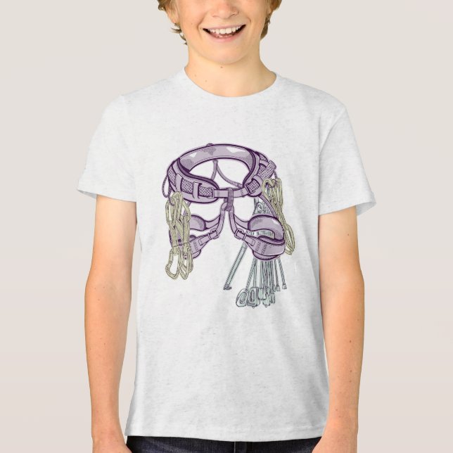 Trad Klettergurt und Ausrüstung Tri-Blend Shirt (Vorderseite)