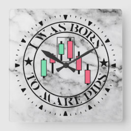Trade Design | Bärisches Muster Marmor | Pips Quadratische Wanduhr