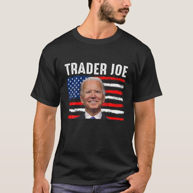 Trader Joe Funny Anti-Biden US Flag Biden Confused T-Shirt (Vorderseite)