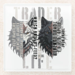 Trader-Leben | Wolf | Beide Seiten Glasuntersetzer