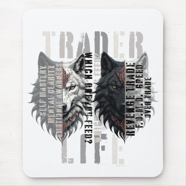 Trader-Leben | Wolf | Beide Seiten Mousepad (Vorne)