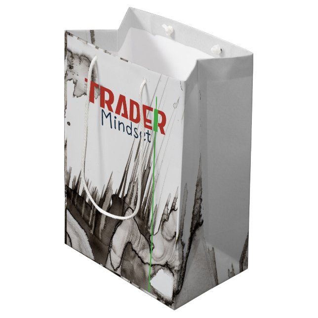 Trader-Mentalität – Disziplinorientierter Handel Mittlere Geschenktüte (Vorderseite Schrägansicht)
