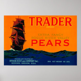 Trader Pear Crate LabelMedford, OR Poster