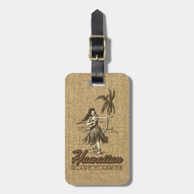 Tradewinds Hawaiian Island Hula Girl Bright Gepäckanhänger (Vorderseite vertikal)
