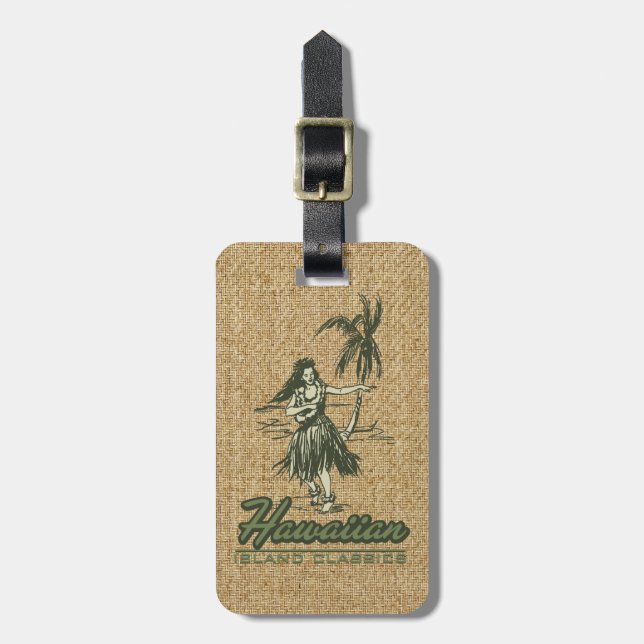 Tradewinds Hawaiian Island Hula Girl Bright Gepäckanhänger (Vorderseite vertikal)