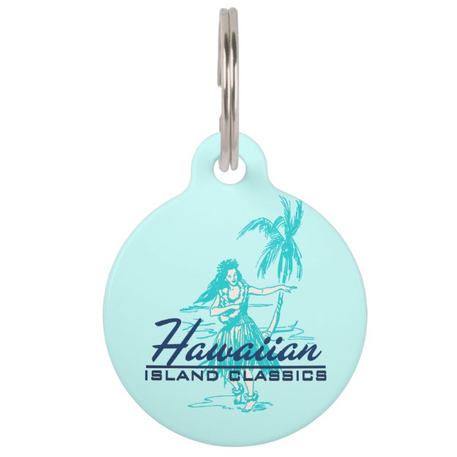 Tradewinds hawaiische Insel Hula Mädchen Haustiermarke (Vorderseite)