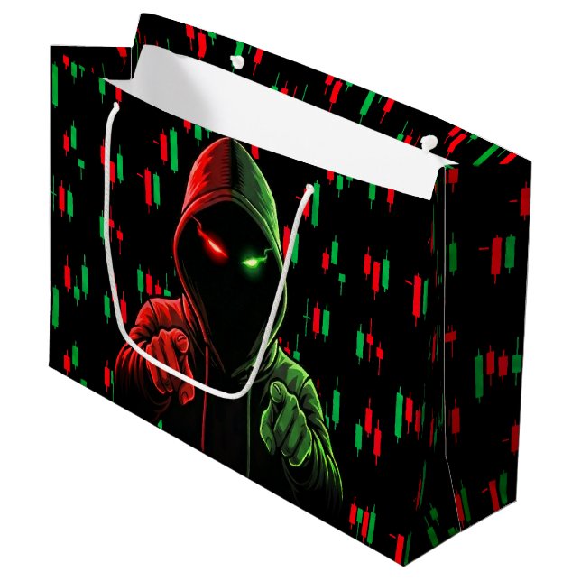 Trading Chart Pattern Streetwear rote grüne Kerze Große Geschenktüte (Vorderseite Schrägansicht)