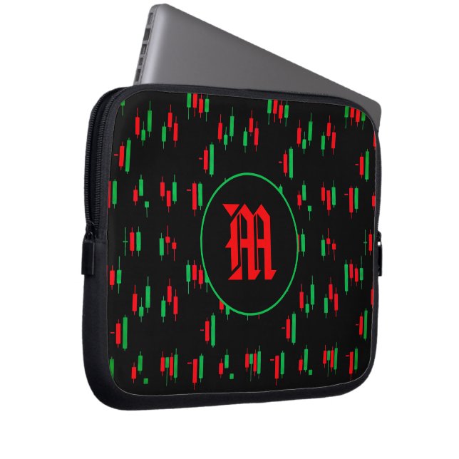 Trading Chart Pattern Streetwear rote grüne Kerze Laptopschutzhülle (Vorne Rechts)