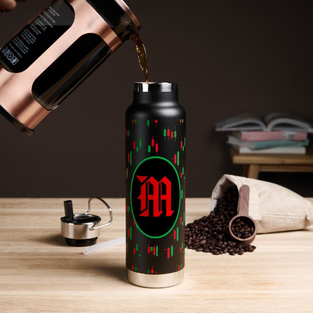 Trading Chart Pattern Streetwear rote grüne Kerze Trinkflasche (Kaffee (gedreht))